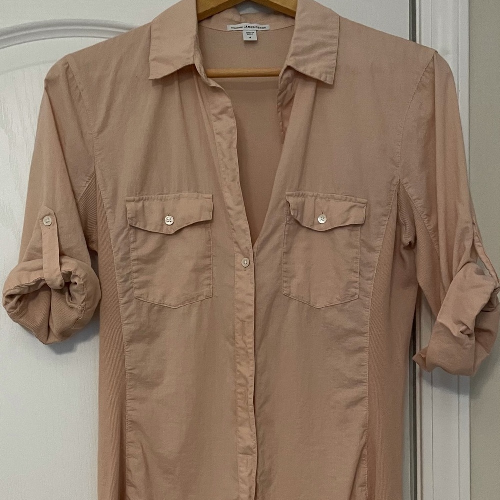 James Perse Slub Side Panel Shirt Beige